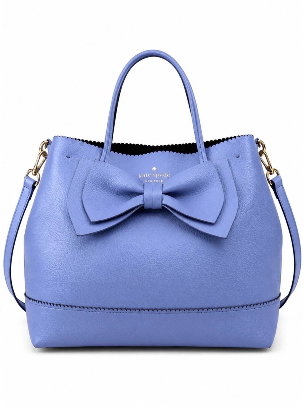 kate spade periwinkle leather satchel with bow